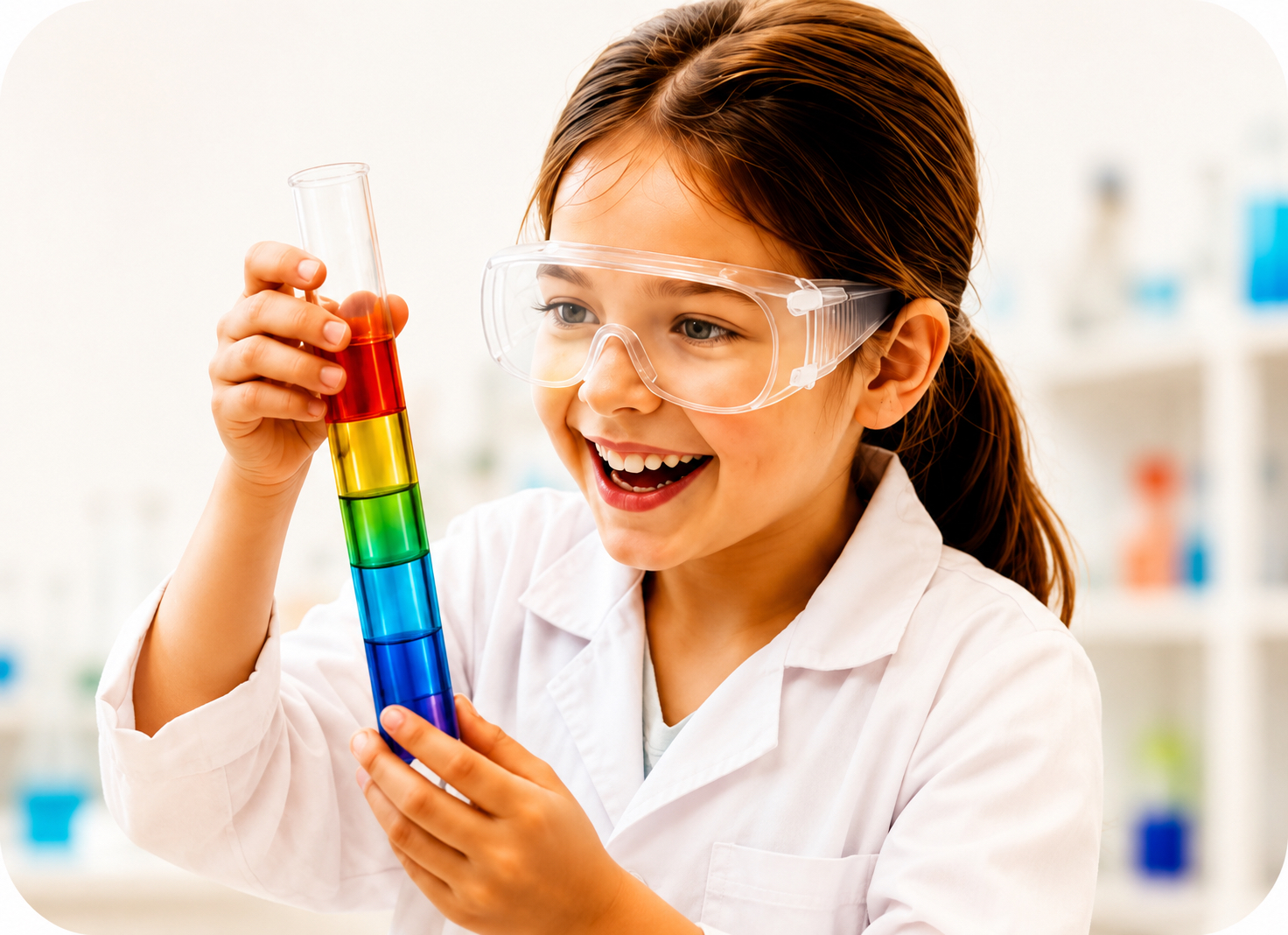 Children doing colorful hands-on experiments at the Young Scientist Adventure Camp in Bordeaux